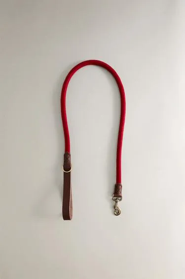 LEATHER AND ROPE DOG LEAD