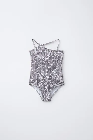 6 14 YEARS  ASYMMETRIC ANIMAL PRINT SWIMSUIT