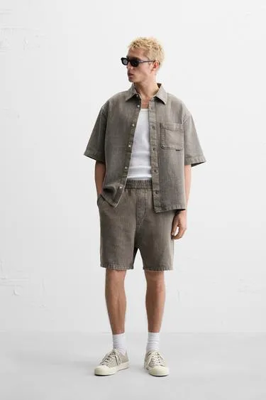 WASHED TEXTURED BERMUDA SHORTS