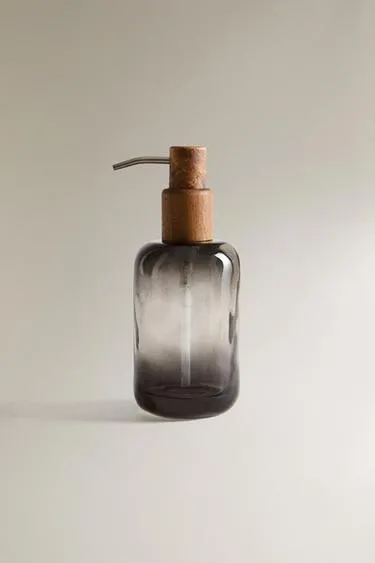 OMBRE GLASS ACACIA SOAP DISPENSER