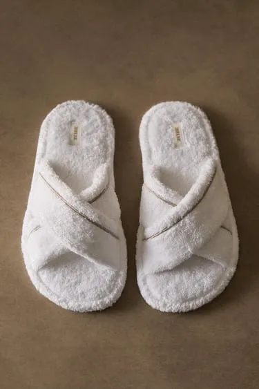 TERRY CROSS CROSS BATHROOM SLIPPERS