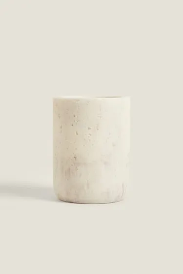 MARBLE-EFFECT RESIN BATHROOM TUMBLER