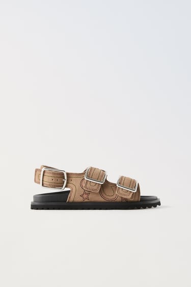 кожаные сандалии с пряжками