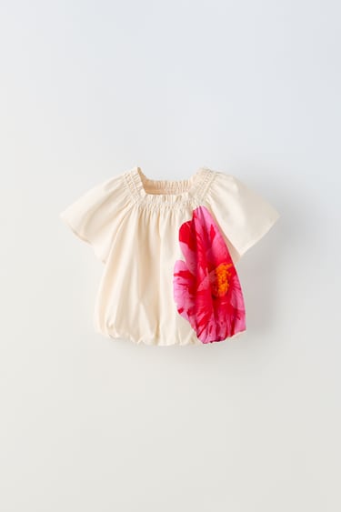 Блуза из поплина с цветочным принтом