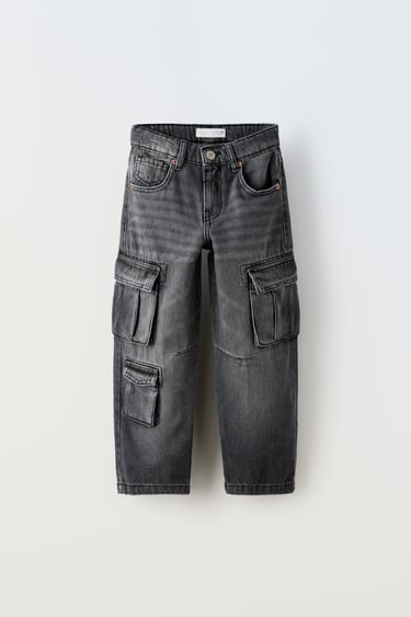 Джинсовые брюки-карго с несколькими карманами