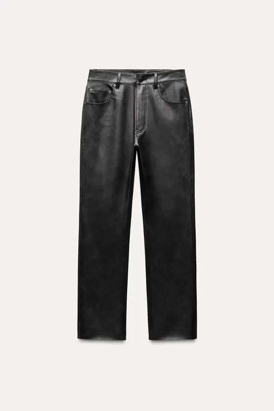 УКОРОЧЕННЫЕ ДЖИНСЫ BOOTCUT ИЗ ИСКУССТВЕННОЙ КОЖИ — ZW COLLECTION