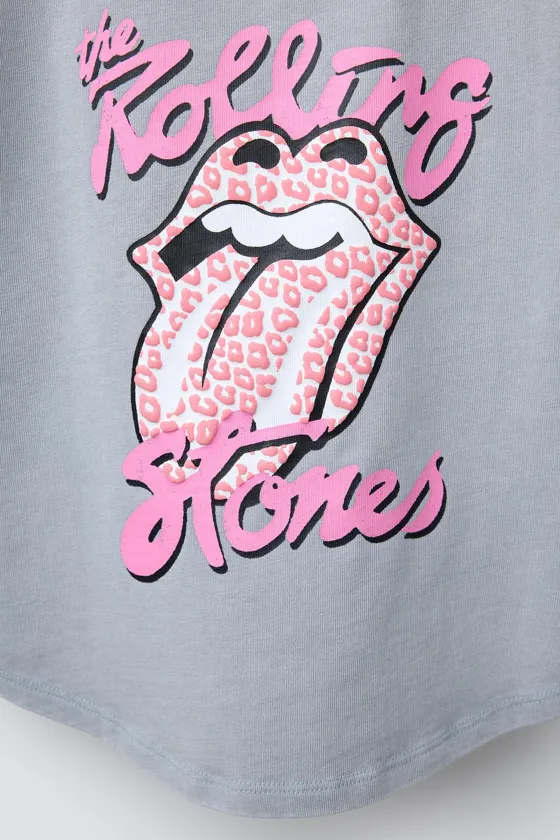 ФУТБОЛКА С ЭФФЕКТОМ ПОТЕРТОСТИ И ПРИНТОМ ROLLING STONES ©