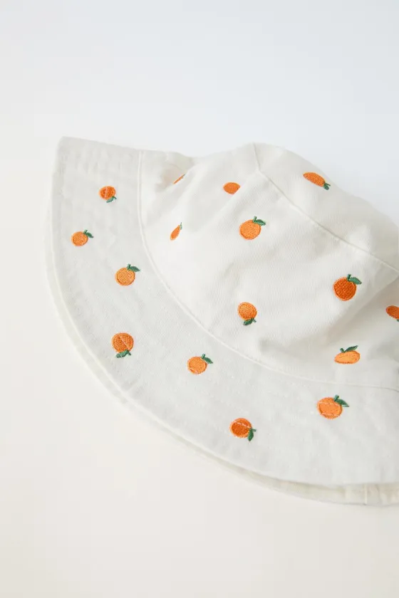 вышитая фруктовая шляпа-ведерко